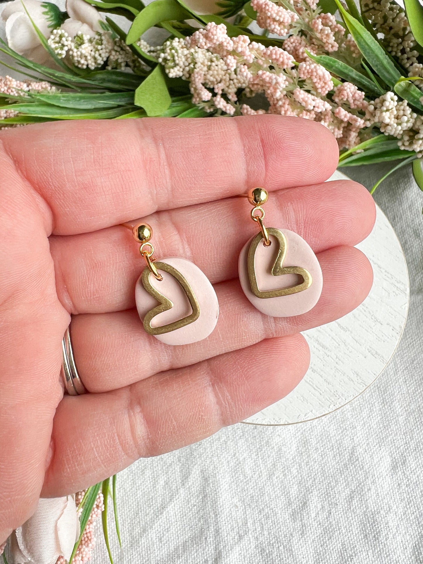 Mini Soft Pink Gold Heart Dangles