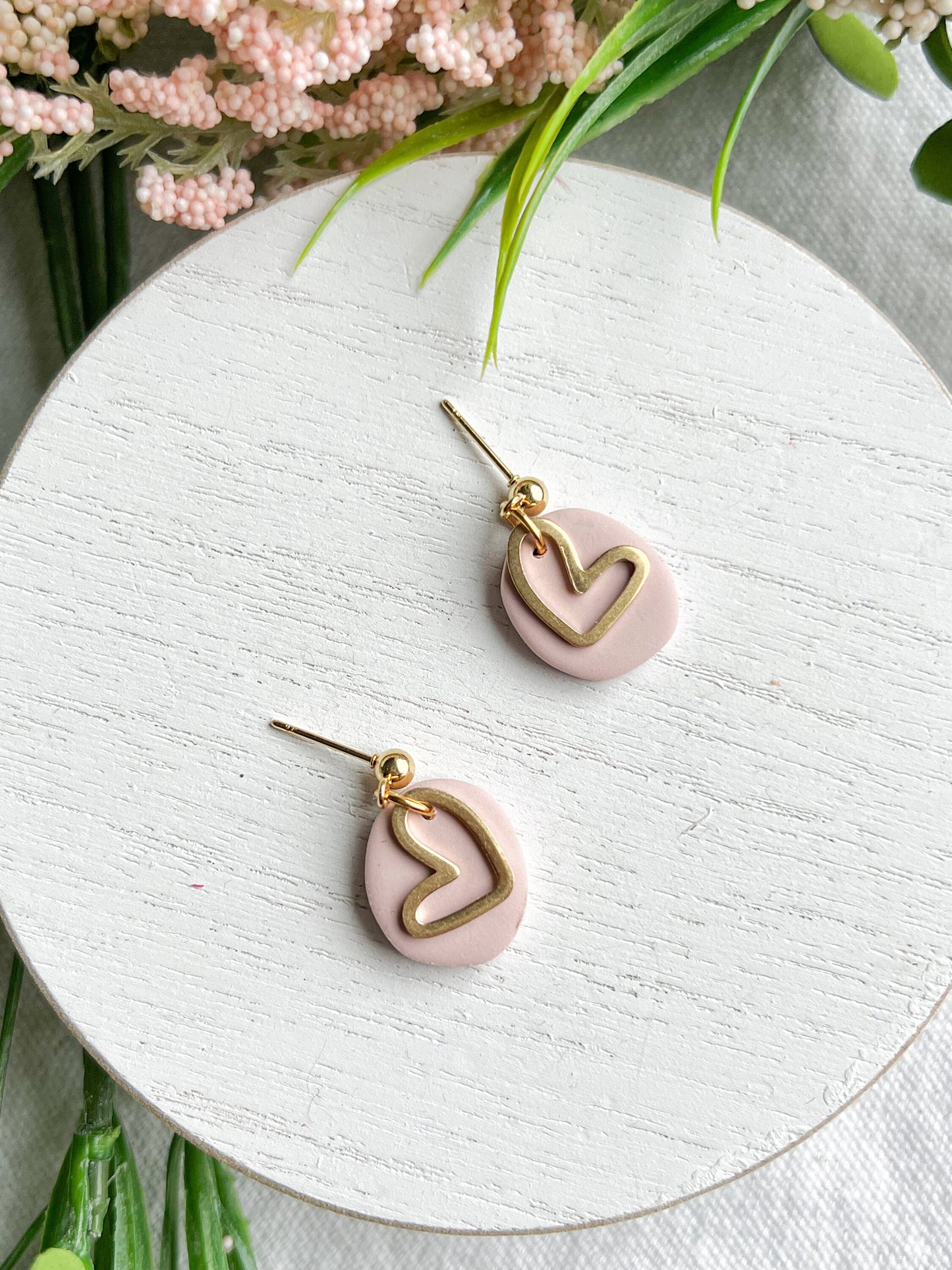 Mini Soft Pink Gold Heart Dangles