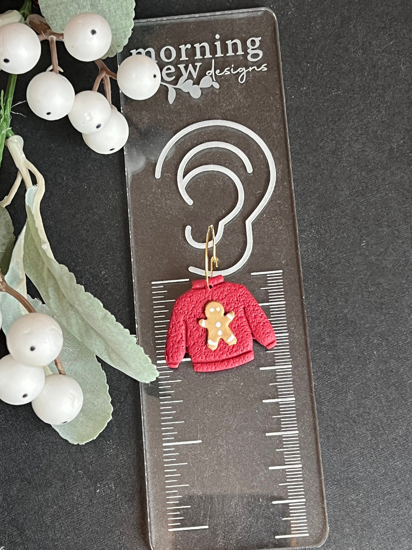 Christmas Red Gingerbread Sweater Dangles