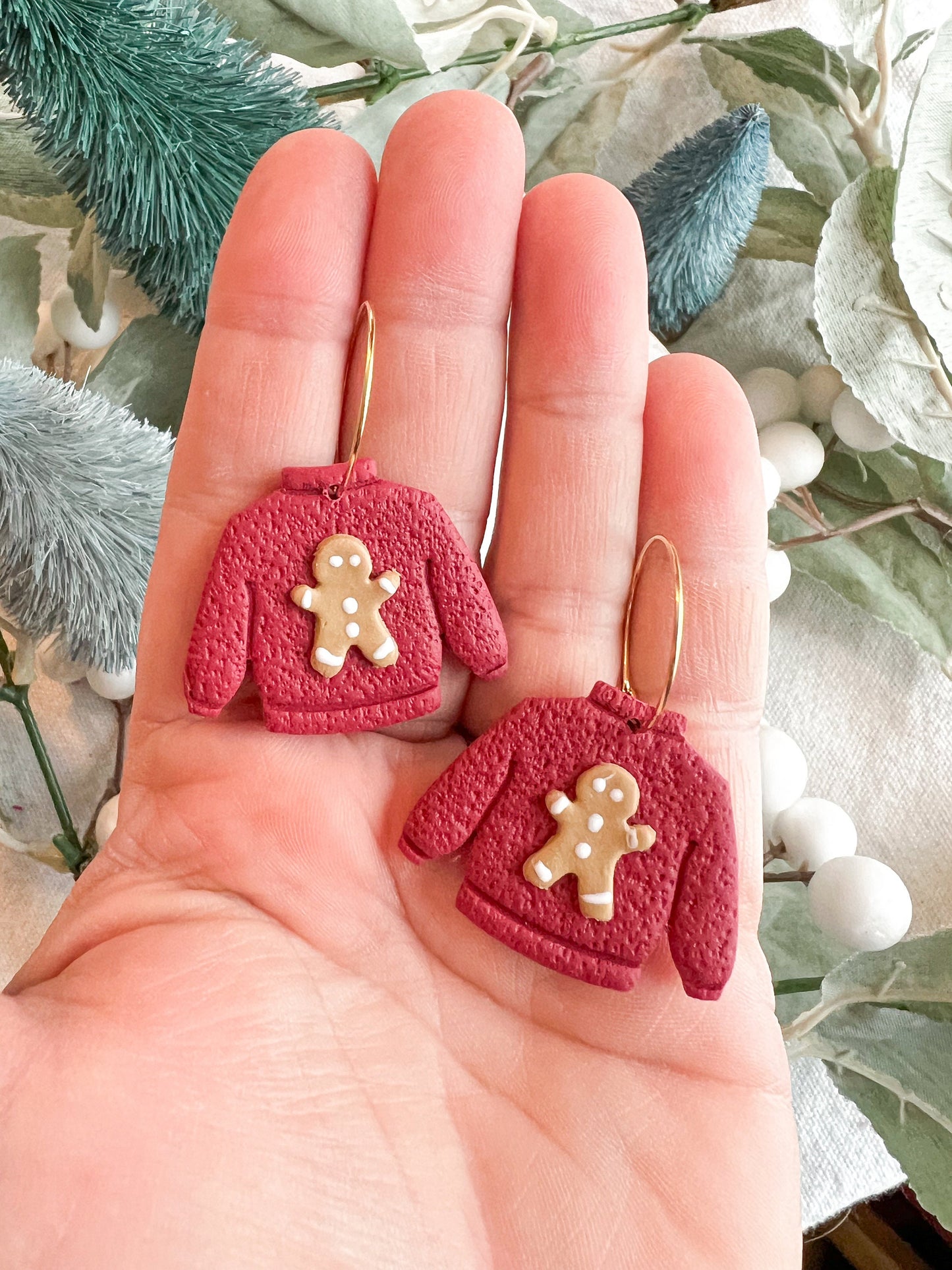 Christmas Red Gingerbread Sweater Dangles