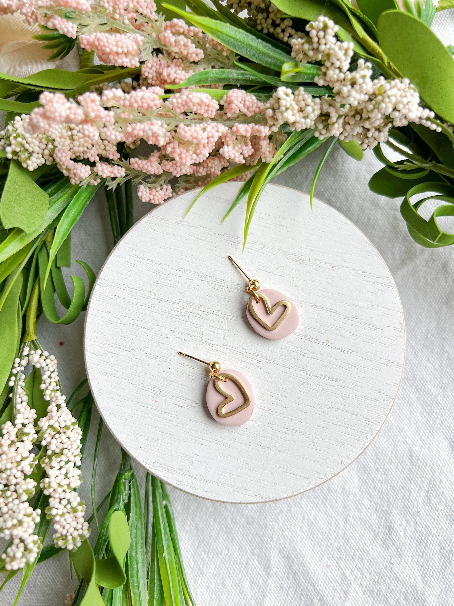Mini Soft Pink Gold Heart Dangles