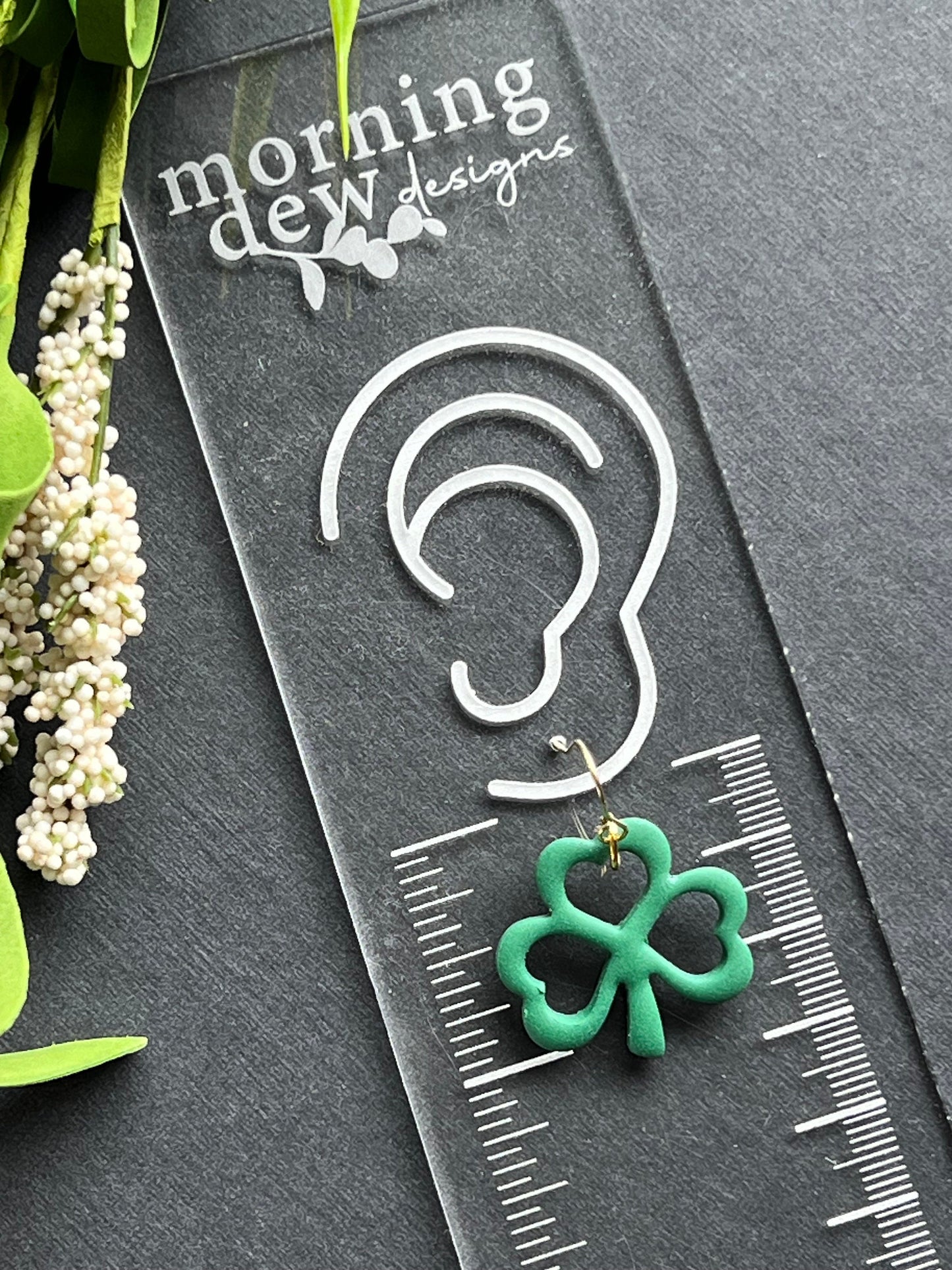 St. Patrick's Day Lucky Hollow 3 Leaf Clover Dangles