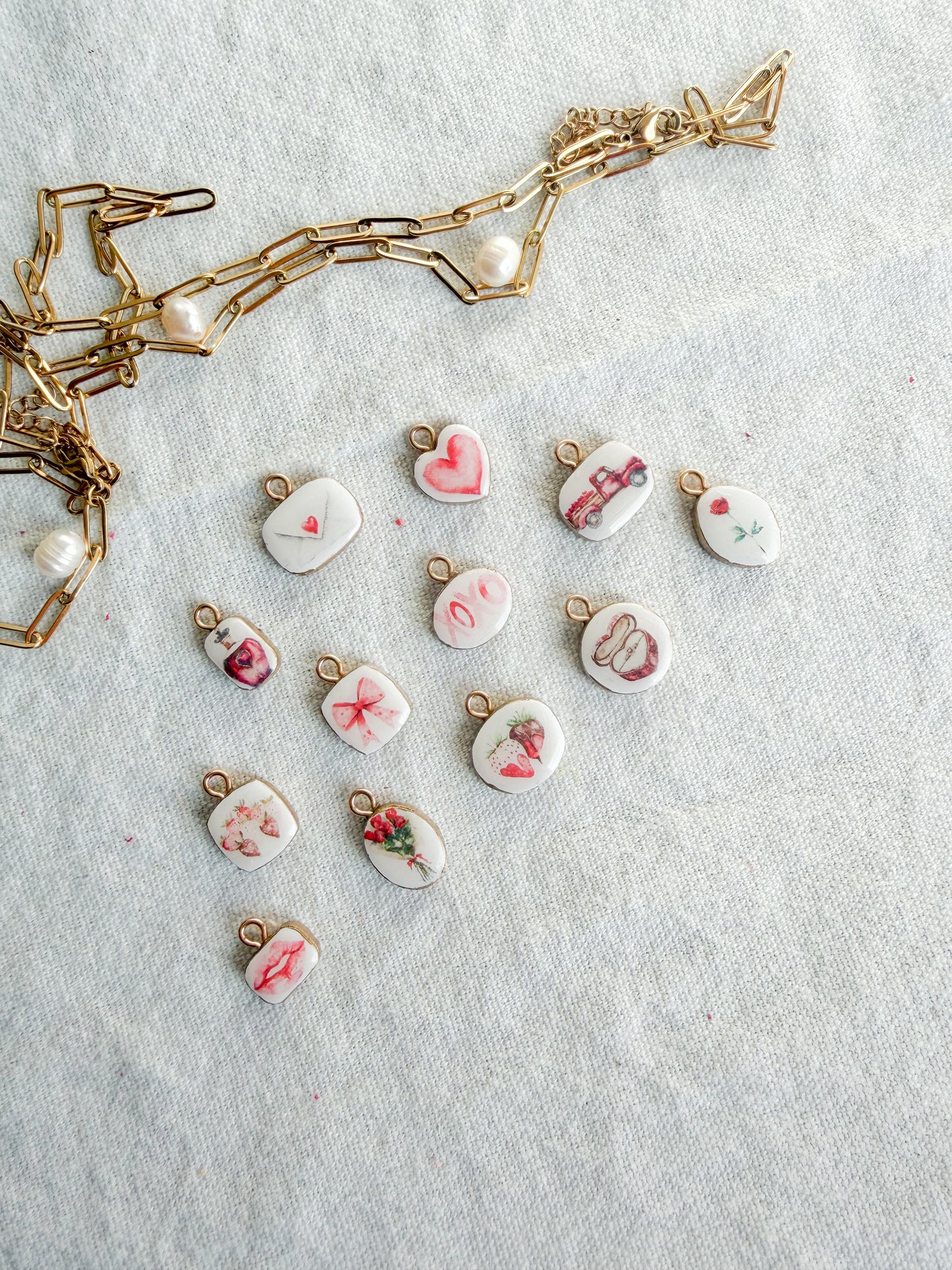 Valentines Day Love Heart Polymer Clay Jewelry Charms