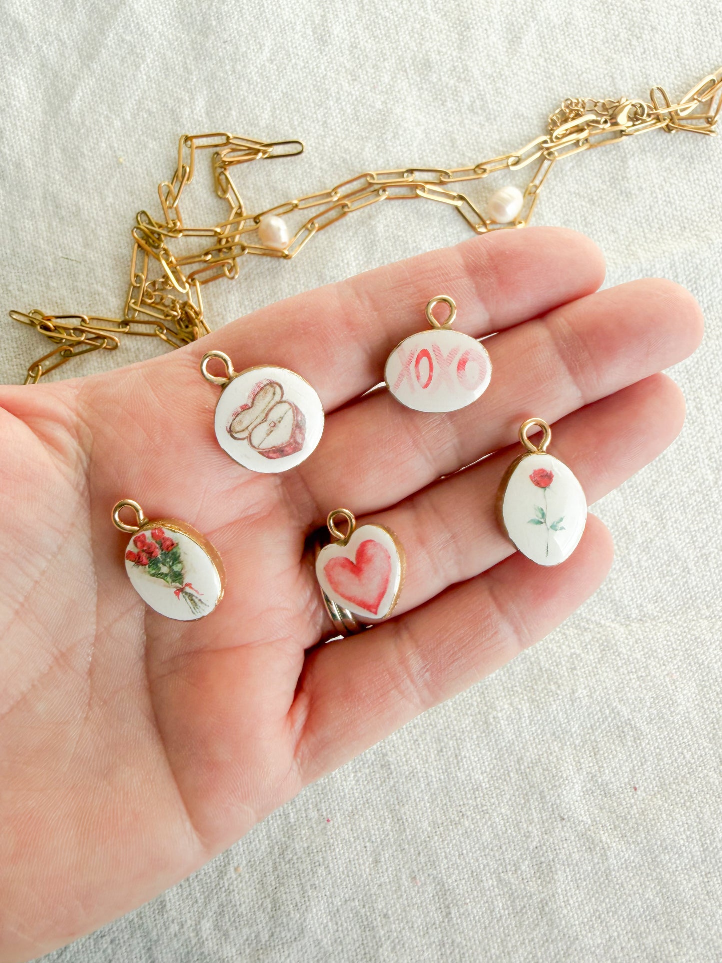 Valentines Day Love Heart Polymer Clay Jewelry Charms