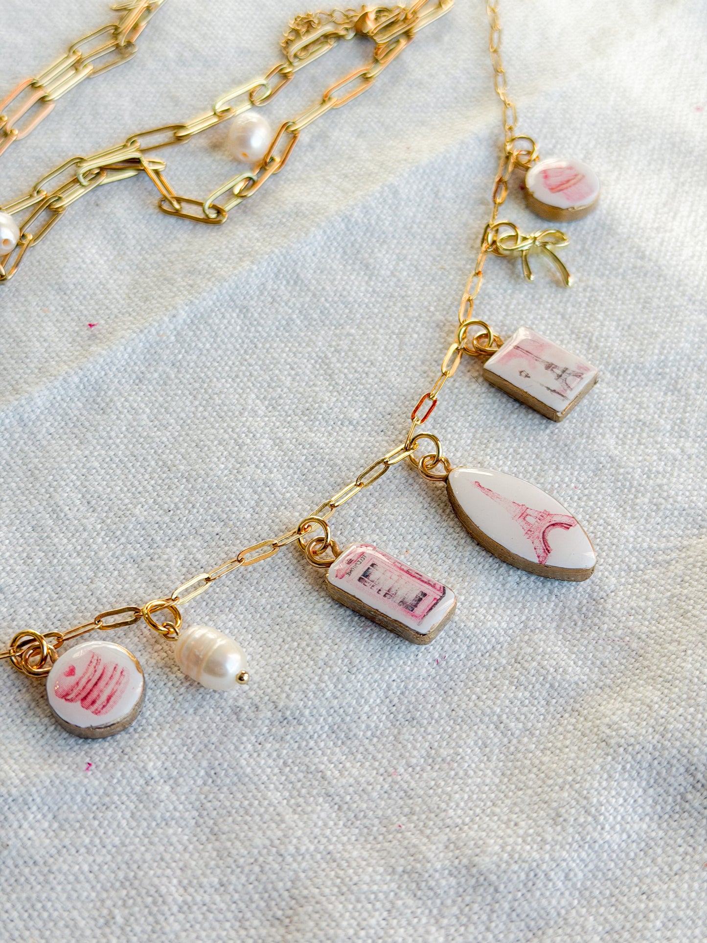 Pink Parisian Valentine Polymer Clay Jewelry Charms