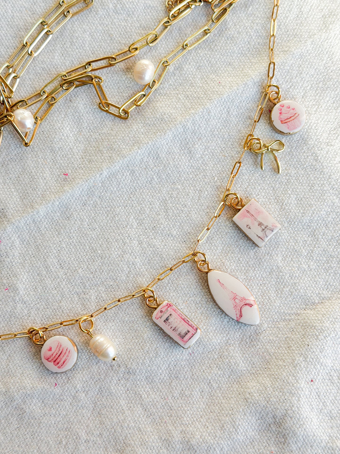 Pink Parisian Valentine Polymer Clay Jewelry Charms