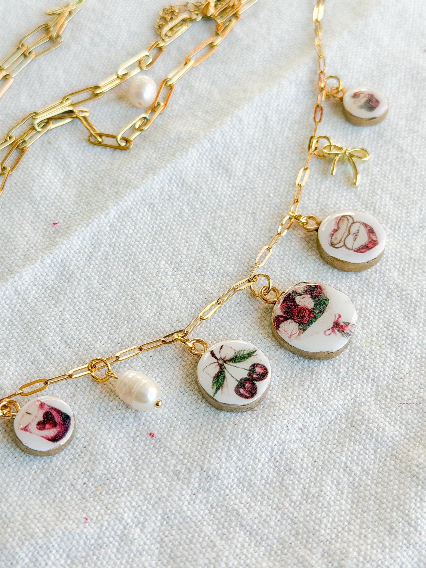 Valentines Day Red Heart Polymer Clay Jewelry Charms