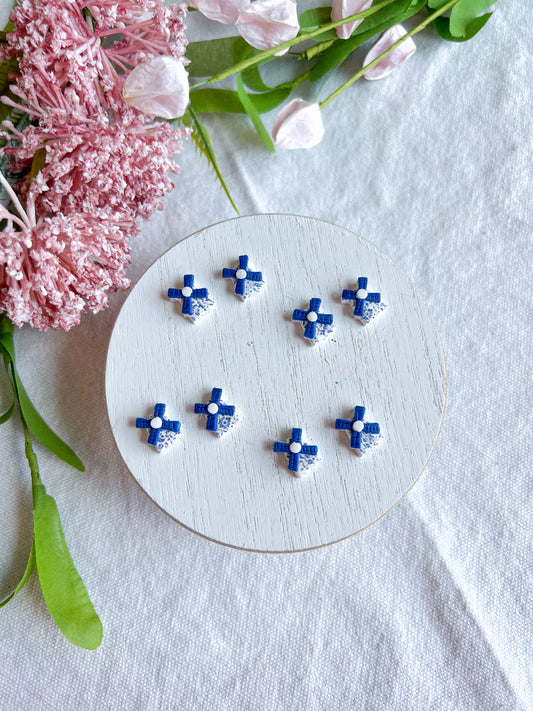 Dutch Delft Windmill Polymer Clay Studs