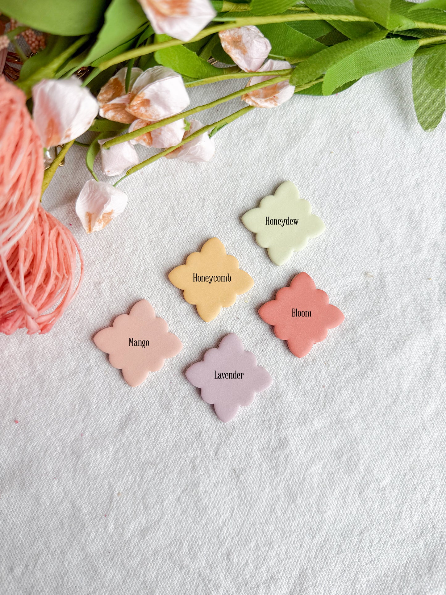 Scalloped Pastel Honeybee Embossed Polymer Clay Earrings