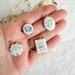 Blue Hydrangea Themed Transfer Paper Designed Polymer Clay Charms