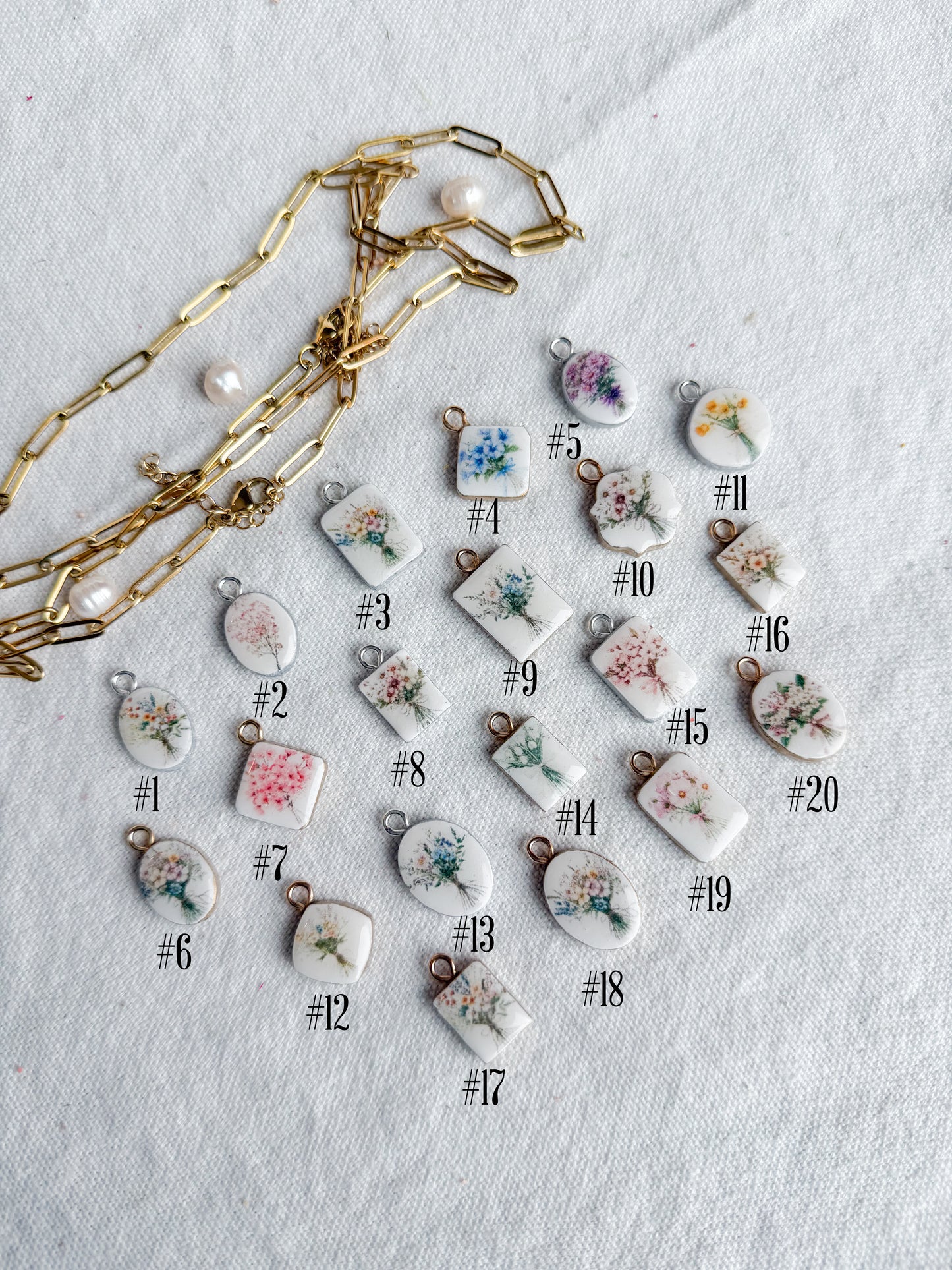 Flower Bouquet Transfer Paper Designed Polymer Clay Charms