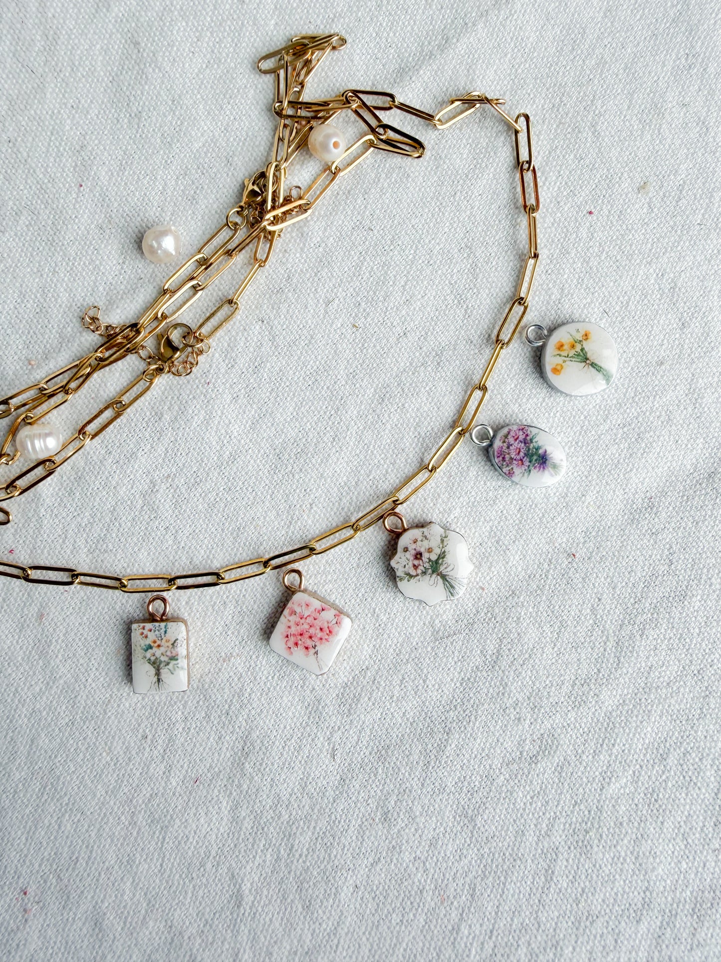 Flower Bouquet Transfer Paper Designed Polymer Clay Charms