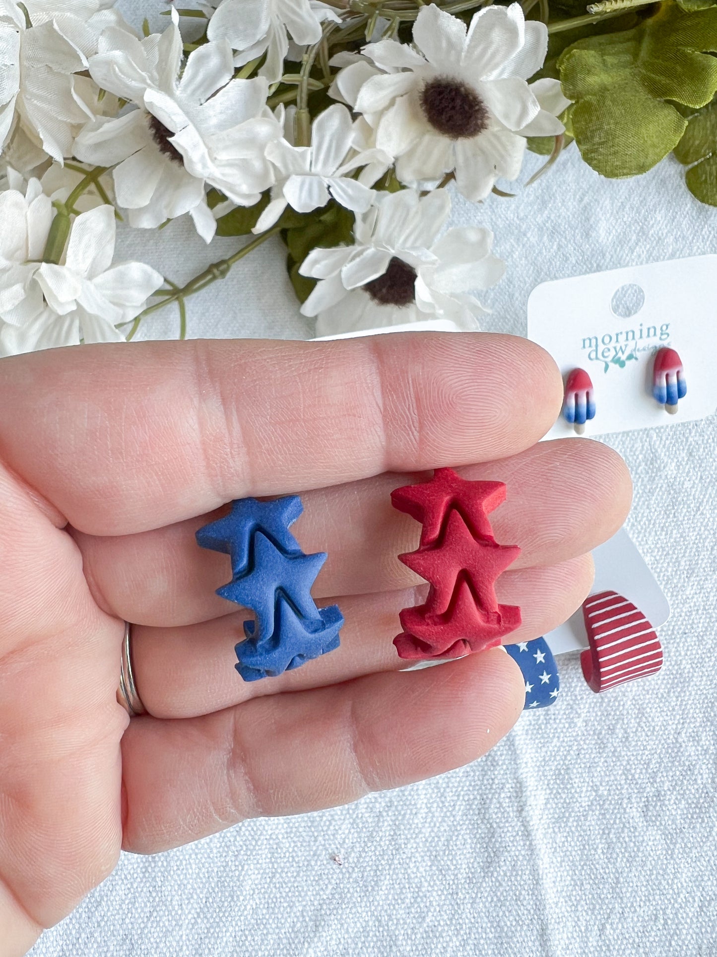 Stars and Stripes Polymer Clay Studs | 4th of July Studs | USA Studs