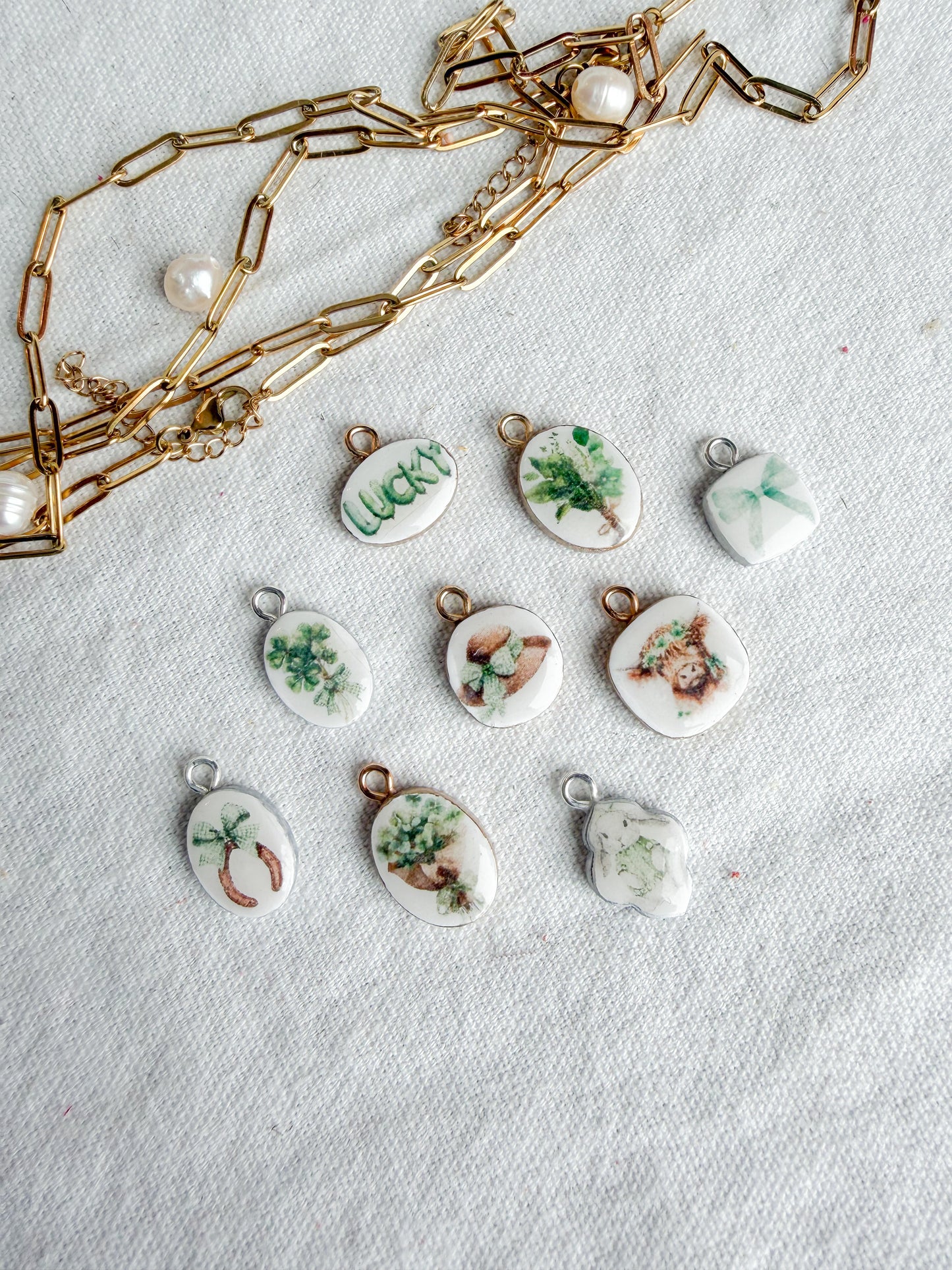 St. Patty's Day Themed Transfer Paper Designed Polymer Clay Charms