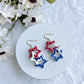 Red, White and Blue Star Link Dangle Polymer Clay Earrings