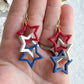 Red, White and Blue Star Link Dangle Polymer Clay Earrings