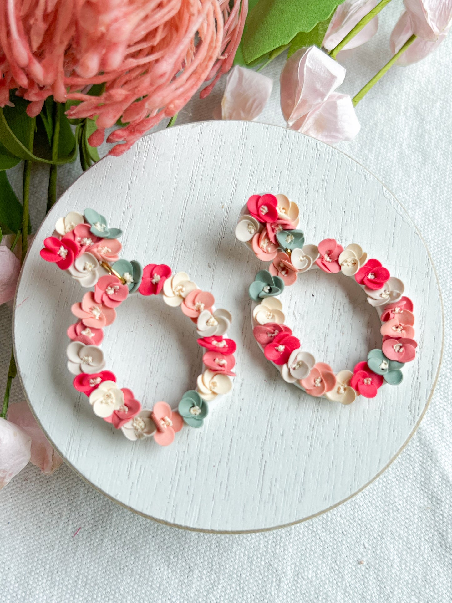 Bride/Bridesmaid Spring Florals Polymer Clay Ring Earrings