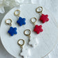 Red, White, and Blue Star Polymer Clay Huggies