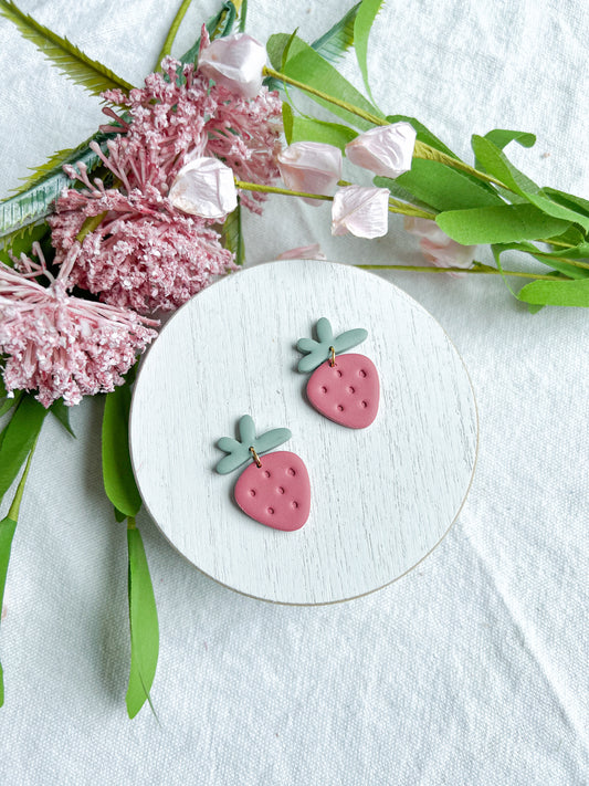 Fresh Strawberry Clay Earrings