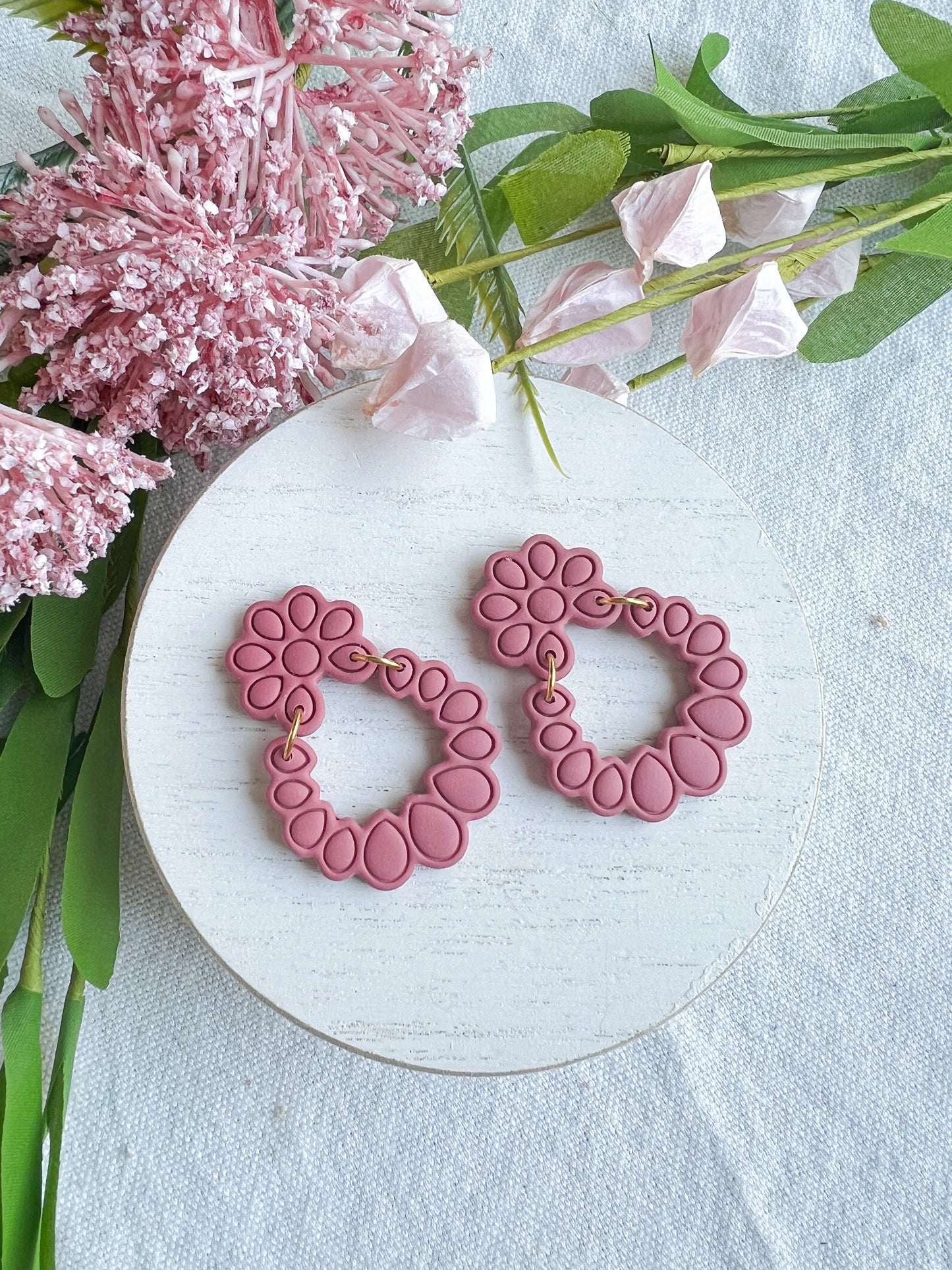 Boho Bright Colored Bubble Embossed Floral Polymer Clay Dangles