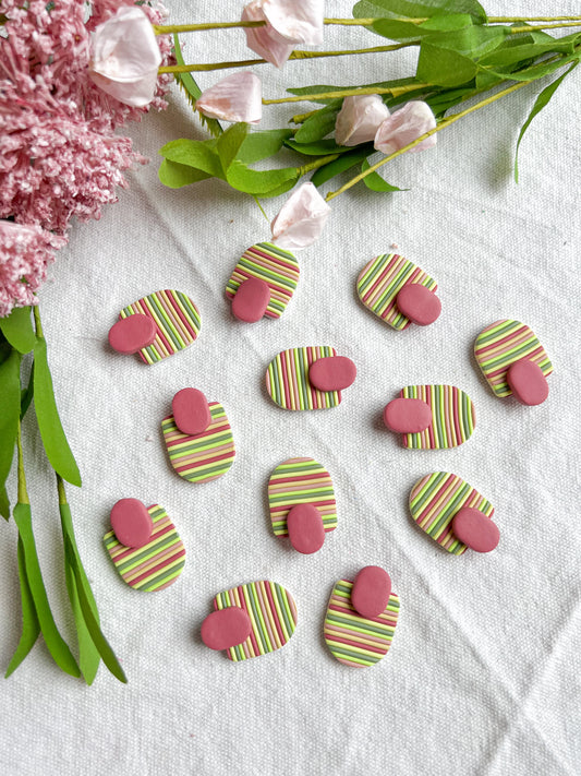 Bright Colored Striped Polymer Clay Earrings