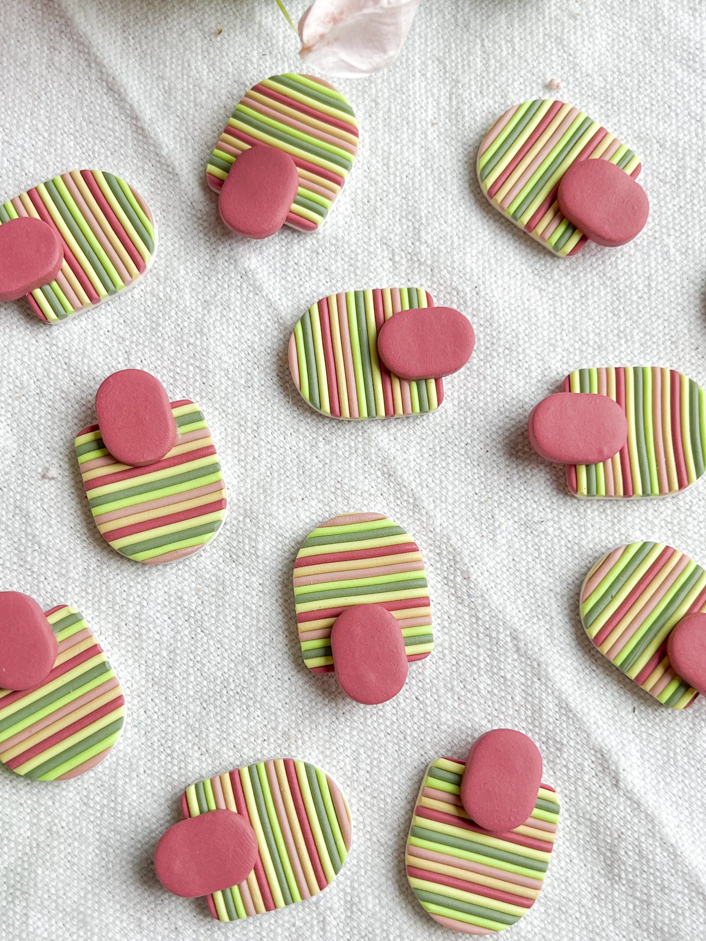 Bright Colored Striped Polymer Clay Earrings