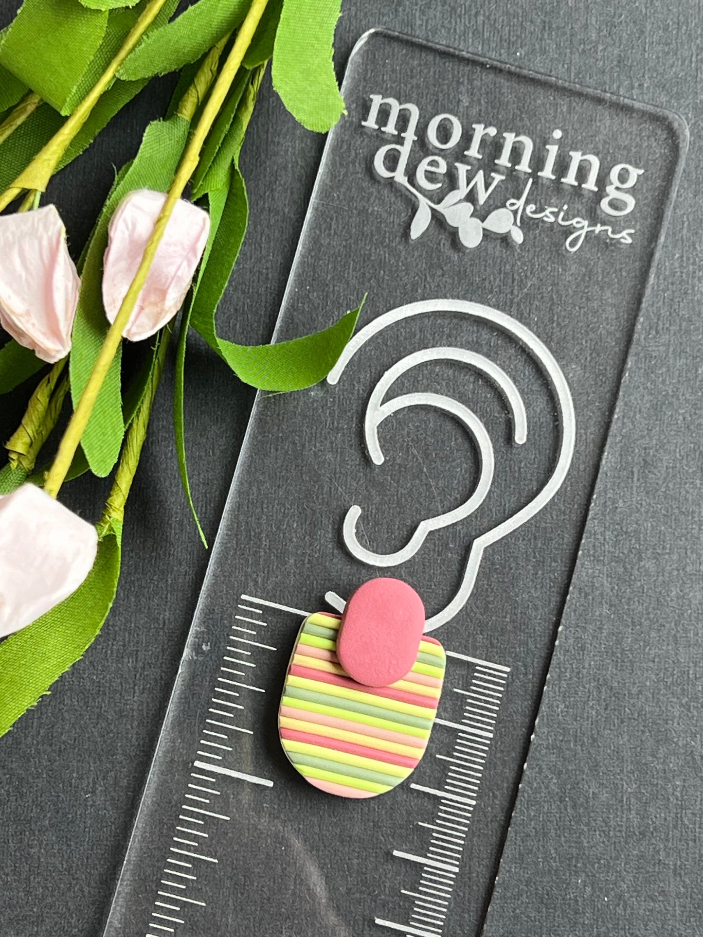 Bright Colored Striped Polymer Clay Earrings