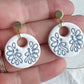 Embossed Blue Leaf Tile Earrings