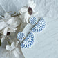 Decorative Embossed Blue Tile Polymer Clay Earrings