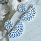 Decorative Embossed Blue Tile Polymer Clay Earrings