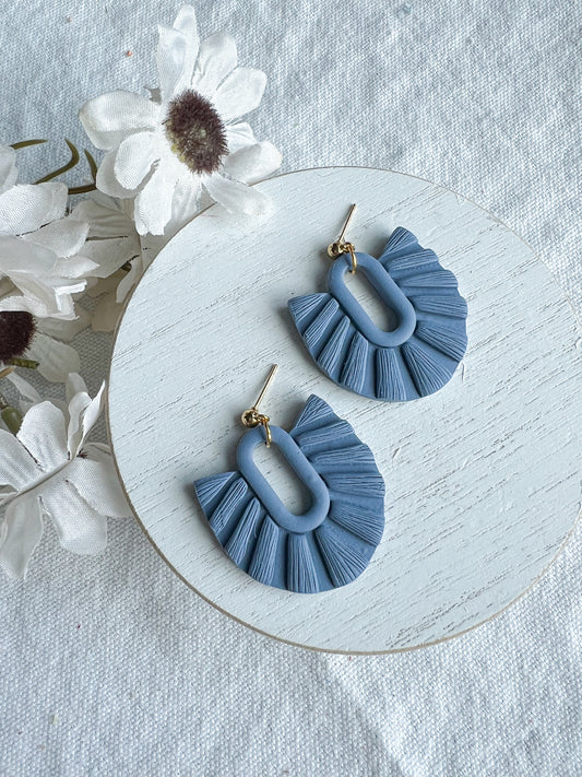 Bluestone Macrame Polymer Clay Earrings | Santorini Collection