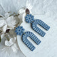 Decorative Embossed Blue Arched Polymer Clay Earrings | Santorini Collection