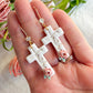Faith Cross with Floral Details Polymer Clay Earrings