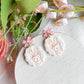 Floral Bunny Dangles with Pink Bow Polymer Clay Earrings