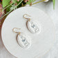Vintage Powder Blue Embossed Bunny Polymer Clay Earrings