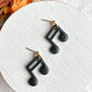 2 Beamed Black 8th Note Polymer Clay Earrings