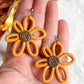 Sunflower Doodle Polymer Clay Earrings