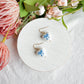 Dutch Delft Blue Bow Heart Shaped Polymer Clay Earrings