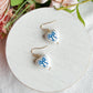 Dutch Delft Blue Bow Heart Shaped Polymer Clay Earrings