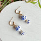 Dutch Delft Blue Floral Bead Drop Polymer Clay Earrings