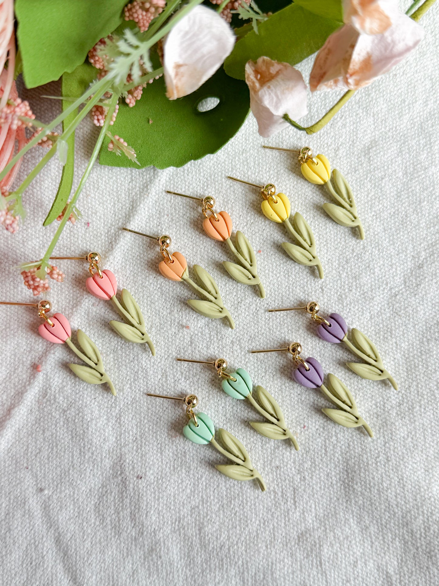 Spring Tulip Polymer Clay Earrings