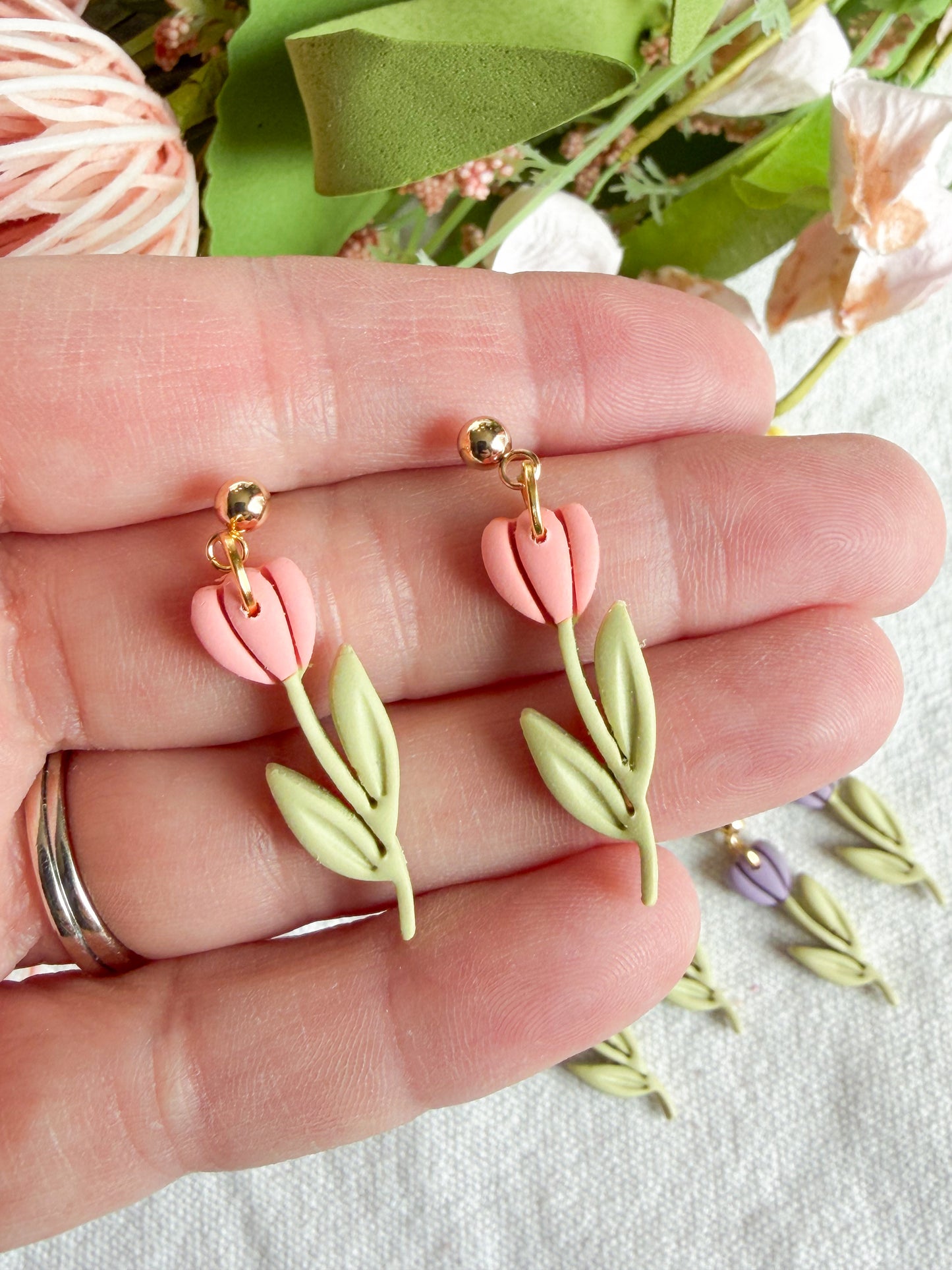 Spring Tulip Polymer Clay Earrings