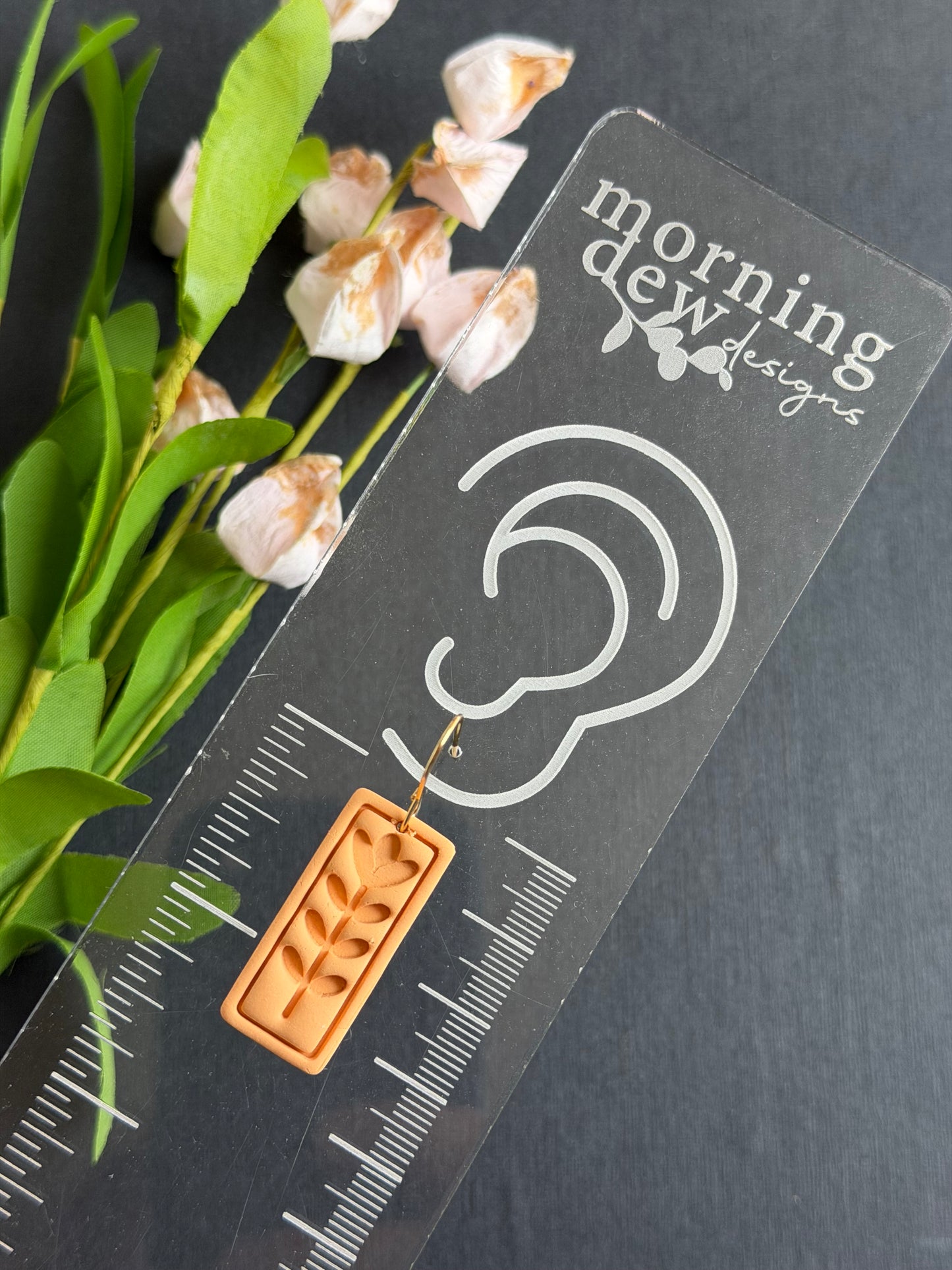 Tulip Embossed Minimalist Rectangle Polymer Clay Earrings