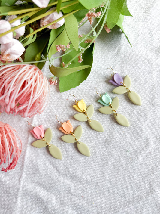 Spring Tulip Trio Polymer Clay Earrings