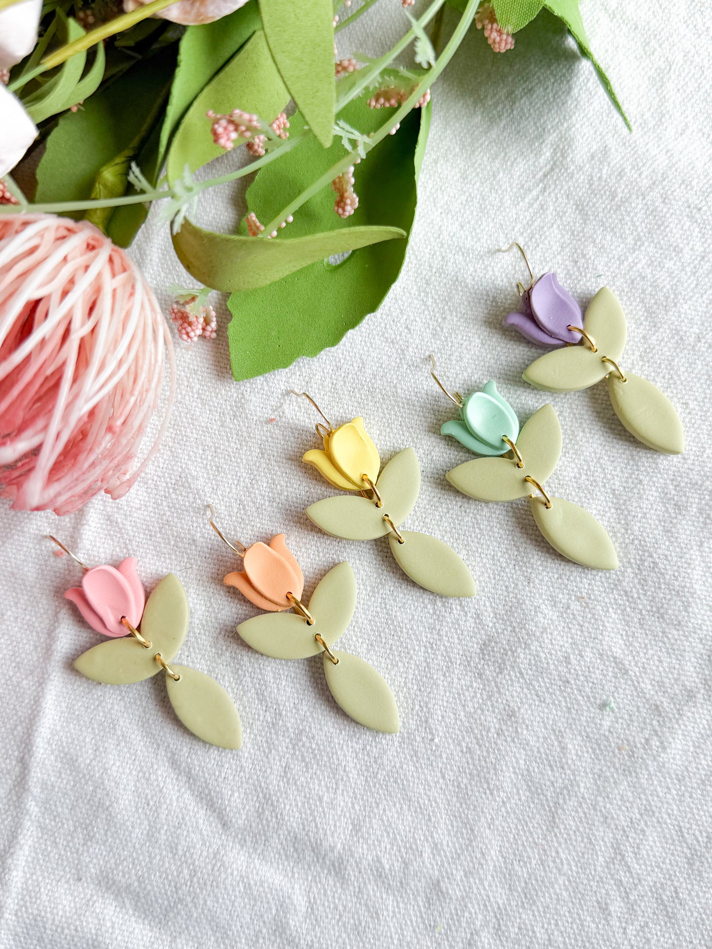 Spring Tulip Trio Polymer Clay Earrings