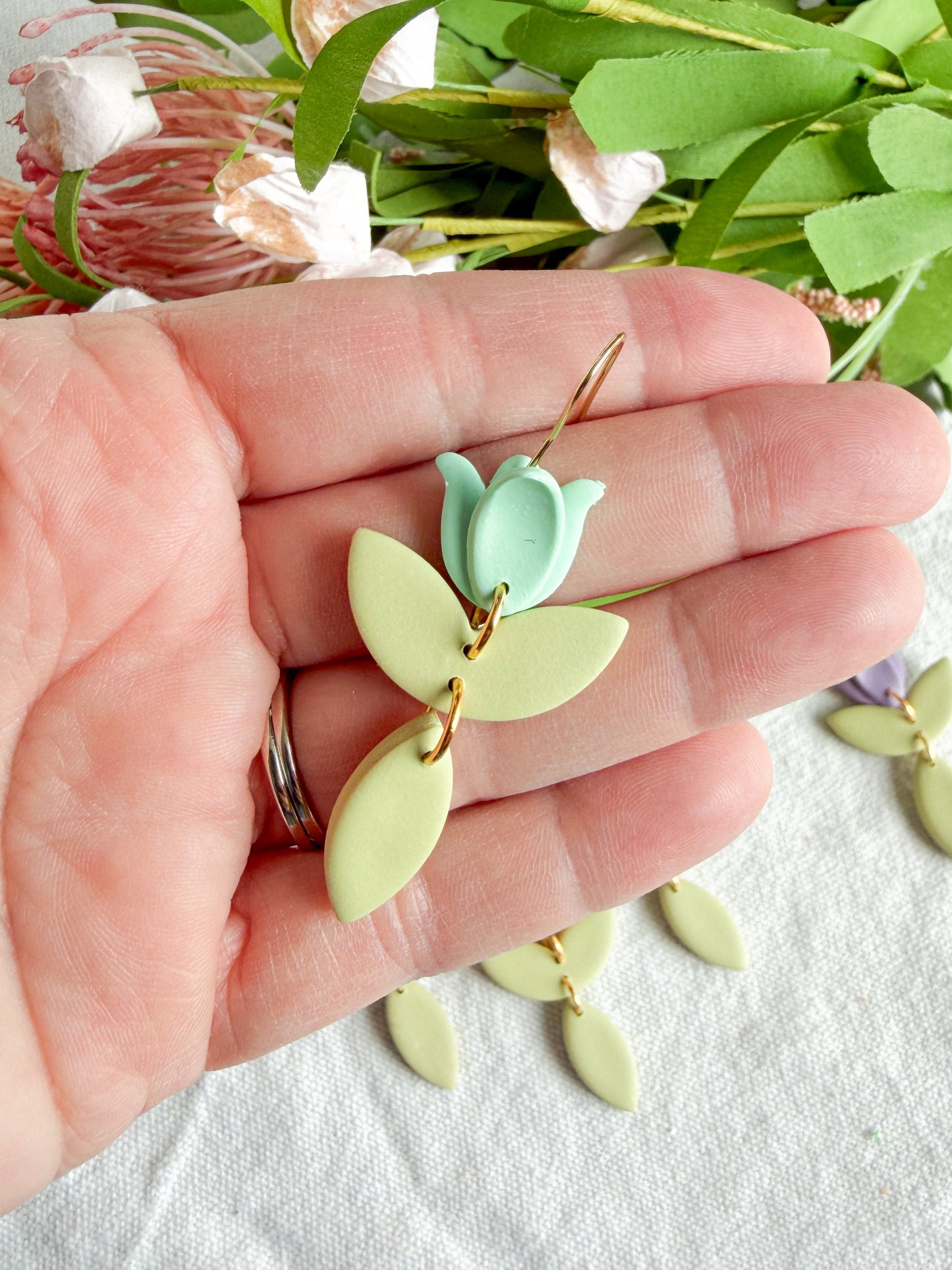 Spring Tulip Trio Polymer Clay Earrings