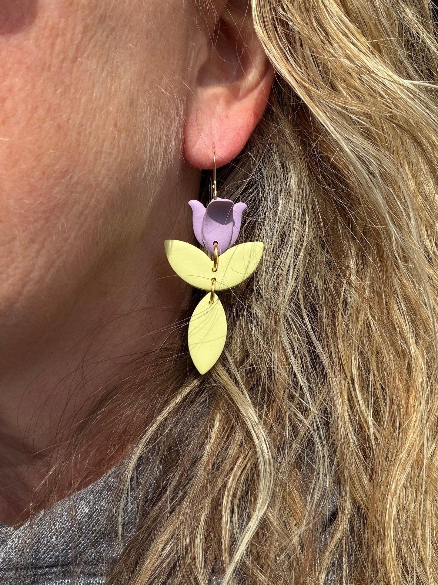 Spring Tulip Trio Polymer Clay Earrings