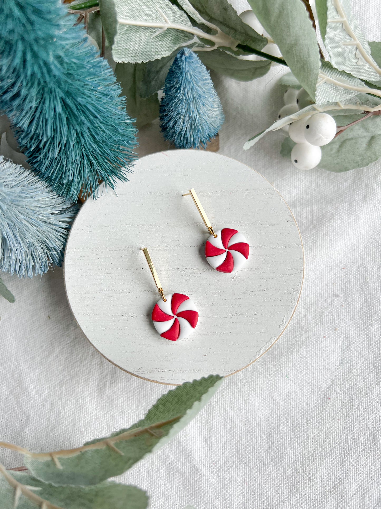 Candy Cane Swirl Drop Earrings