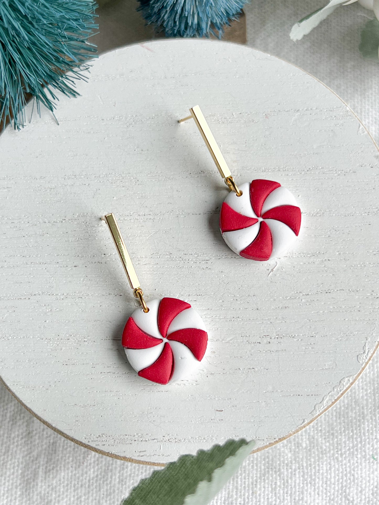 Candy Cane Swirl Drop Earrings