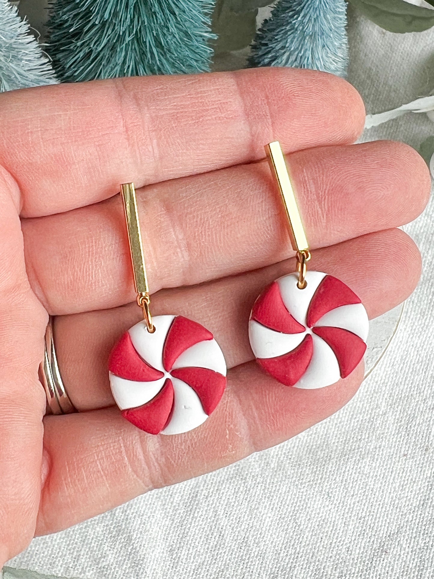 Candy Cane Swirl Drop Earrings